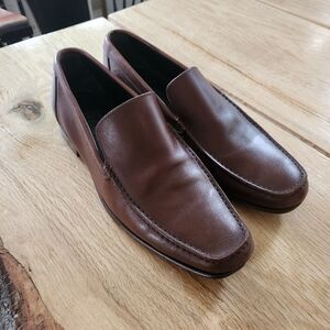 A. Testoni Mens Brown Leather Loafer‎ Slip on Shoes Size 8
